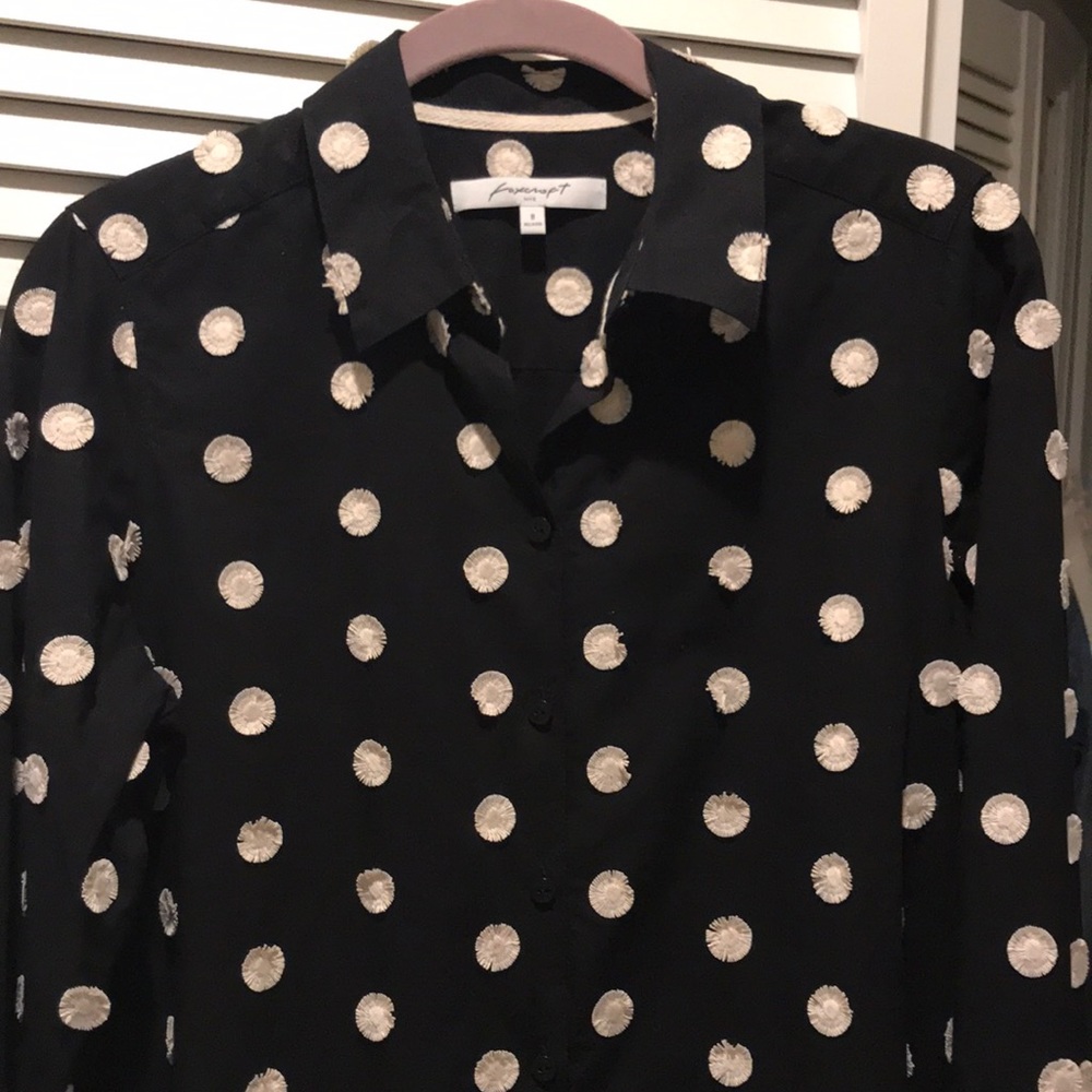 Black polka dot blouse